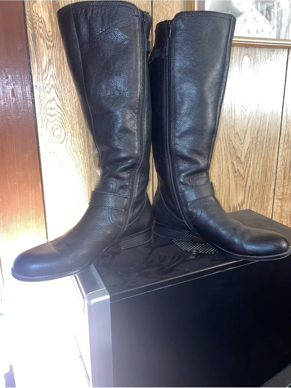 Classic Black Leather Knee-High  Boots